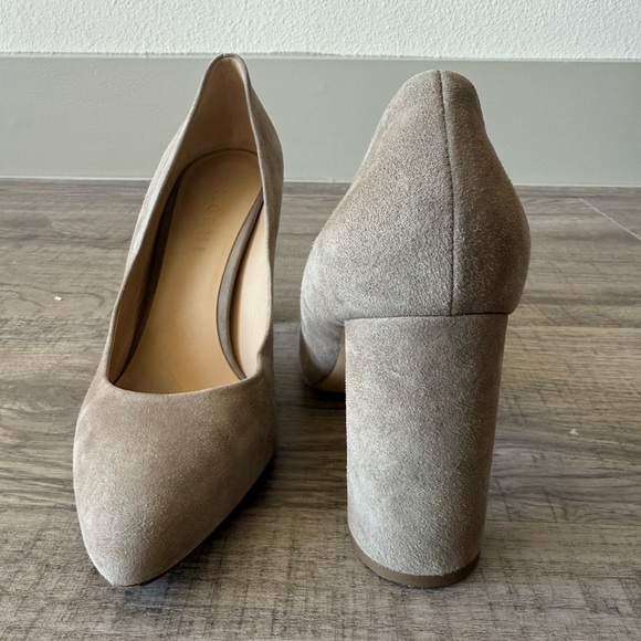 M. Gemi Taupe Suede Block Heels - Picture 1 of 4